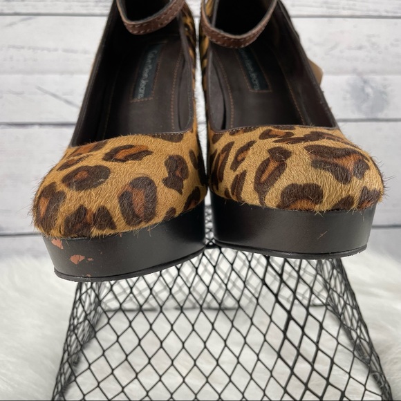 CALVIN KLEIN Leopard Print Wedges, made with Cow fur, NEW - Picture 10 of 13